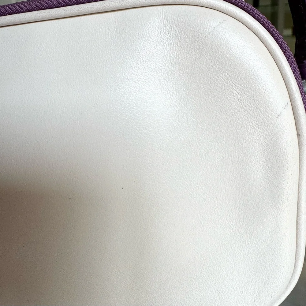 Coach Floral Appliqué Crossbody Bag Off White Purple Leather